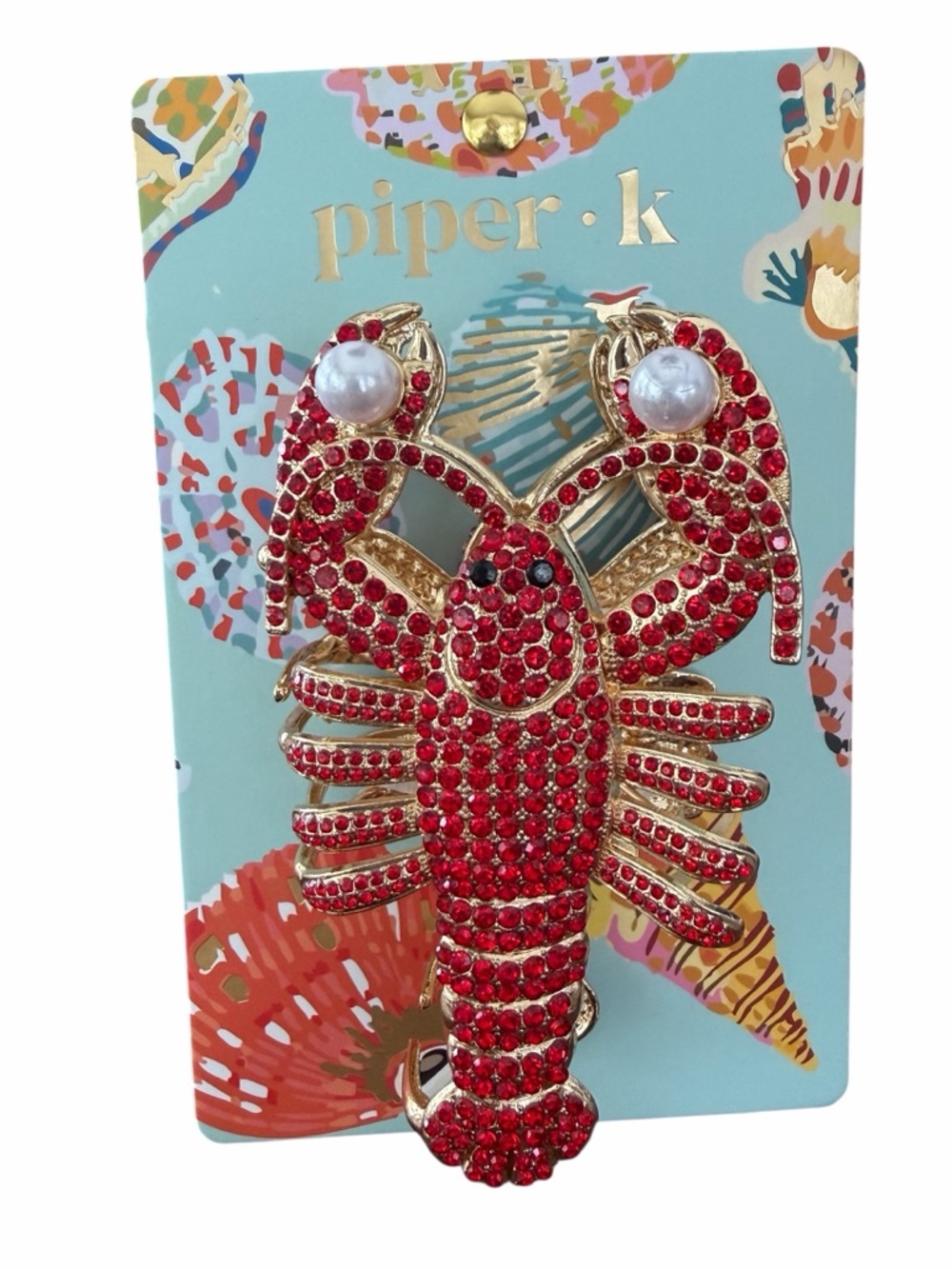Piper K Sea Themed Red & Gold Lobster Hair Claw